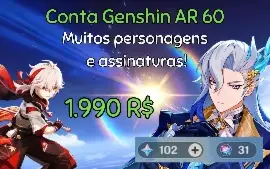 ✨ 💠 Conta Gensin Impact - Ar 60 Endgame 💠 ✨