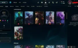 Conta de LoL nível 147, com 61 skins
