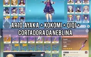 Conta Genshin Impact AR10 Ayaka + Kokomi + Cortadora