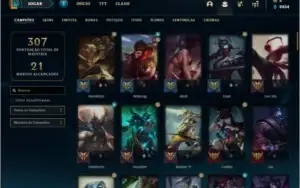 Conta platina 1 com 65% de Win rate, 94 champs e 96 skins