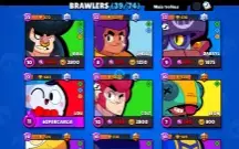 Conta de brawl stars com 15205 troféus,39 brawlers e 8 skins
