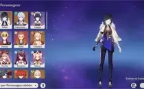 Conta com Yelan, Ayato, Yoimi, Klee, Diluc, Mona e Jean AR55
