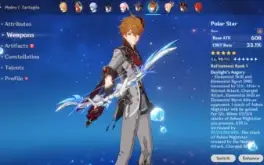 Genshin Impact Conta AR60 late game vários 5* com armas BiS