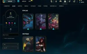 Unranked com 32 Champs e 5 Skins