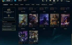 Unranked com 32 Champs e 5 Skins
