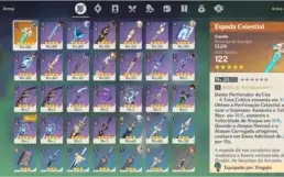 Conta Genshin Impact Eula + Hutao+ Mona+ keqing + Diluc AR47