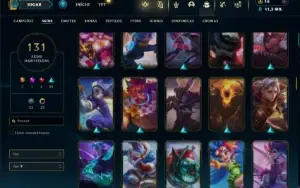 Unranked com TODOS os champs e 131 Skins + 7 Vitoriosas