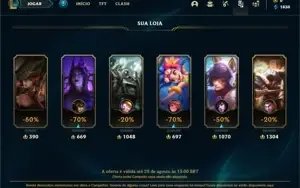 Conta bronze 1 com 30 Champs e 9 Skins