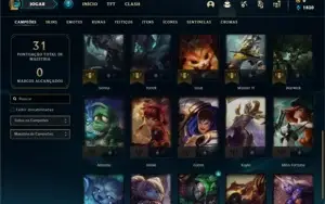 Conta bronze 1 com 30 Champs e 9 Skins
