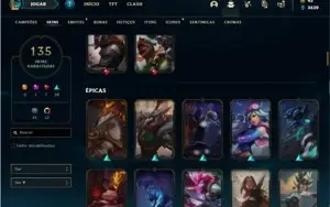 Conta ouro 3 com TODOS os champs e 135 Skins + 5 Vitoriosas