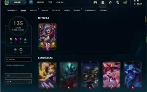 Conta ouro 3 com TODOS os champs e 135 Skins + 5 Vitoriosas
