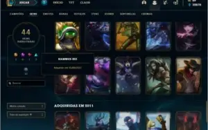 Conta unranked com Kayle Juiza e Rammus Rei