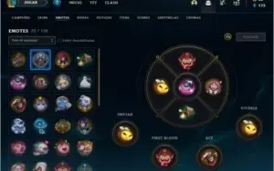 conta gold 3 com 73 skins e varios icones e emotes