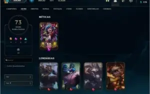 conta gold 3 com 73 skins e varios icones e emotes