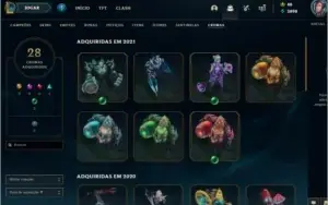 Conta lol Platina Season 11 com 300 skins barata