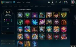 Conta lol Platina Season 11 com 300 skins barata