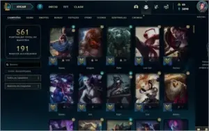 Conta lol Platina Season 11 com 300 skins barata