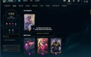 Conta ouro 4 com 82 Champs e 100 Skins + 2 Prestigios
