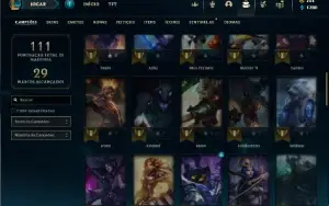 Platina 1 com 60 Champs e 45 Skins + 1000 RP