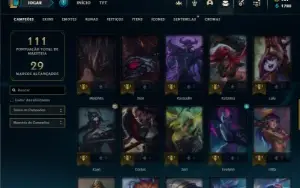 Platina 1 com 60 Champs e 45 Skins + 1000 RP