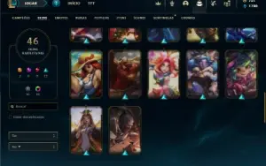 Platina 1 com 60 Champs e 45 Skins + 1000 RP