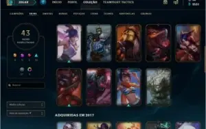CONTA PRATA 1,  43 SKINS,  105 CHAMPS!