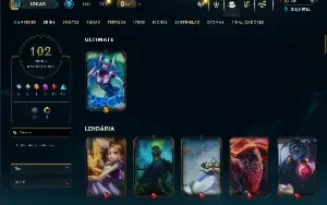 Unranked com 110 Champs e 102 Skins ( SUP / JG / TOP )