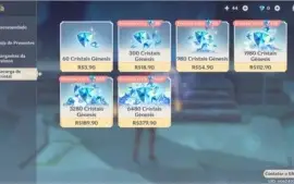 Conta p2w do genshin impact rank 35 com diluc, kiki e venti.