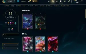 Unranked com 150 Champs e 55 Skins ( ADC / SUP / MID / JG )