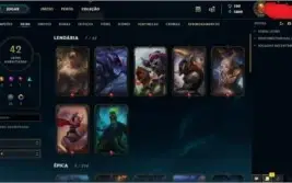 Conta league of Legends Platina 5 42 skins