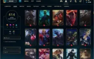 Conta platina 4 com TODOS os champs e 414 skins + RARA