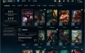 Conta platina 4 com TODOS os champs e 414 skins + RARA