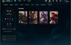 Conta platina 4 com TODOS os champs e 414 skins + RARA