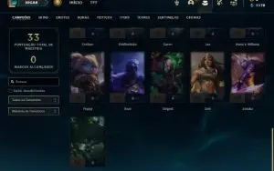 Conta Unranked com 31 Champs e 4 Skins + 2 Fragmentos