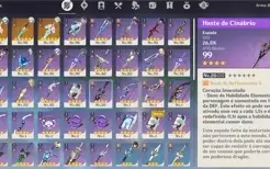 Conta Genshin AR 57 com 8 personagens T5* e 3 armas T5*