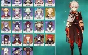 Conta Genshin AR 57 com 8 personagens T5* e 3 armas T5*
