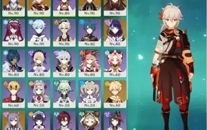 Conta Genshin AR 57 com 8 personagens T5* e 3 armas T5*