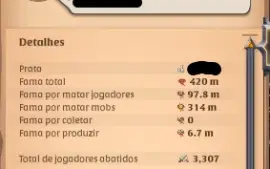 Conta Albion Online, 420m fama total barato 98m PvP