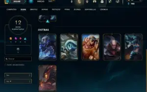 Ouro 1 com 50 Champs e 12 Skins + 2 Fragmentos