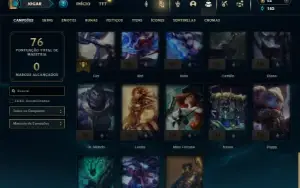 Ouro 1 com 50 Champs e 12 Skins + 2 Fragmentos