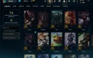 Ouro 1 com 50 Champs e 12 Skins + 2 Fragmentos
