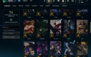 Ouro 1 com 50 Champs e 12 Skins + 2 Fragmentos