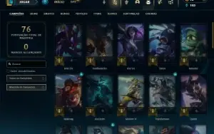 Ouro 1 com 50 Champs e 12 Skins + 2 Fragmentos