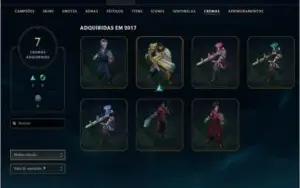 Conta 142 SKIN Todos Campeões , 7 cromas
