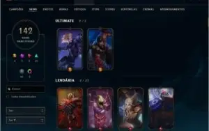 Conta 142 SKIN Todos Campeões , 7 cromas