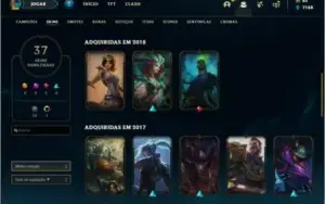 Conta Unranked com 103 champs e 37 skins