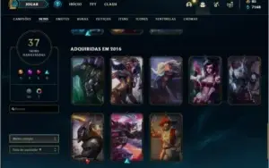 Conta Unranked com 103 champs e 37 skins