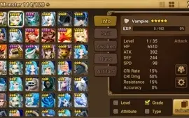 Reroll Summoners War lvl10 com Vampiro Light - Julianne