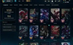 Unranked com TODOS os Champs e 154 Skins ( MID / JG / ADC )