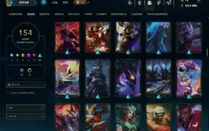 Unranked com TODOS os Champs e 154 Skins ( MID / JG / ADC )